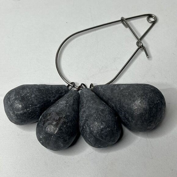 Lot Of 4 Lead Pear Shaped  Sinker Weights Deep Sea Drop Rock Cod Fishing 4.5 Lb+ - Picture 1 of 3